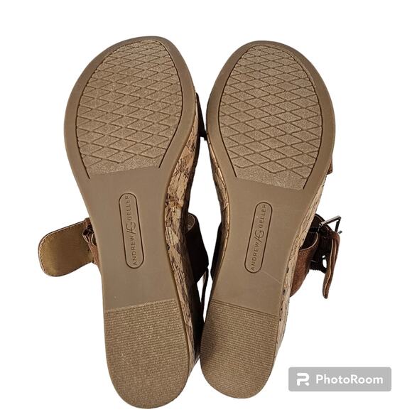 Andrew Geller "Jolene" Brown Wedge Sandals NWOT 8.5 M - Picture 6 of 10